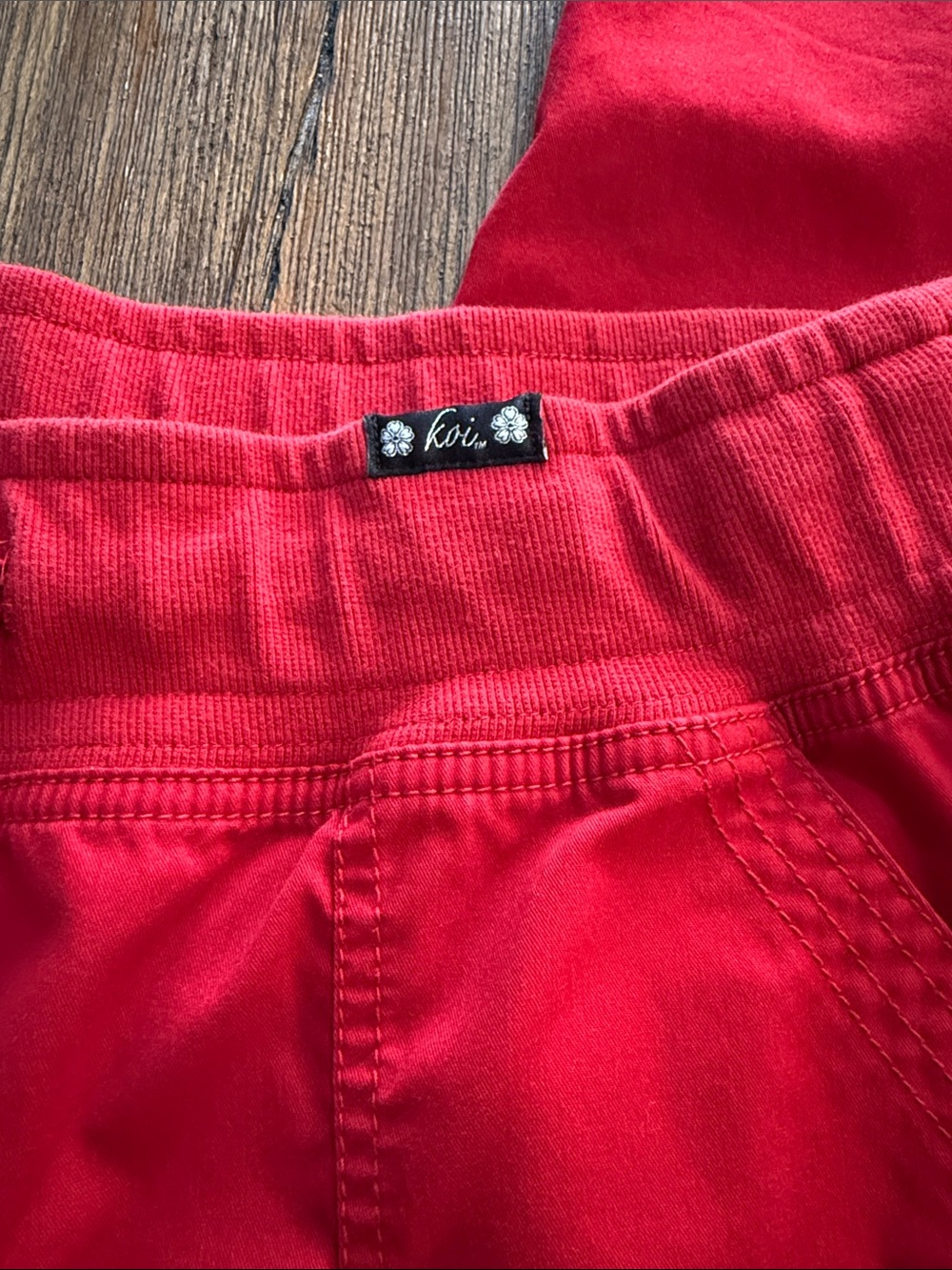 koi Red Drawstring Scrub Pants - Picture 2 of 7